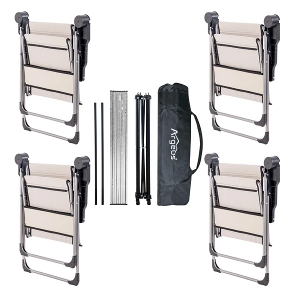 4 Adet Katlanır Kamp Sandalyesi ve Alüminyum Masa Seti - Rock Silver - Bozkır - Taşıma Çantalı - Resim 2