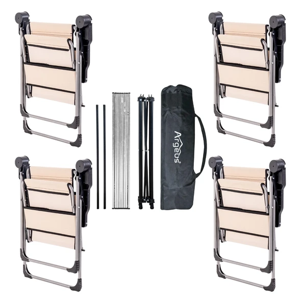 4 Adet Katlanır Kamp Sandalyesi ve Alüminyum Masa Seti - Rock Silver - Kapadokya - Taşıma Çantalı - Resim 2