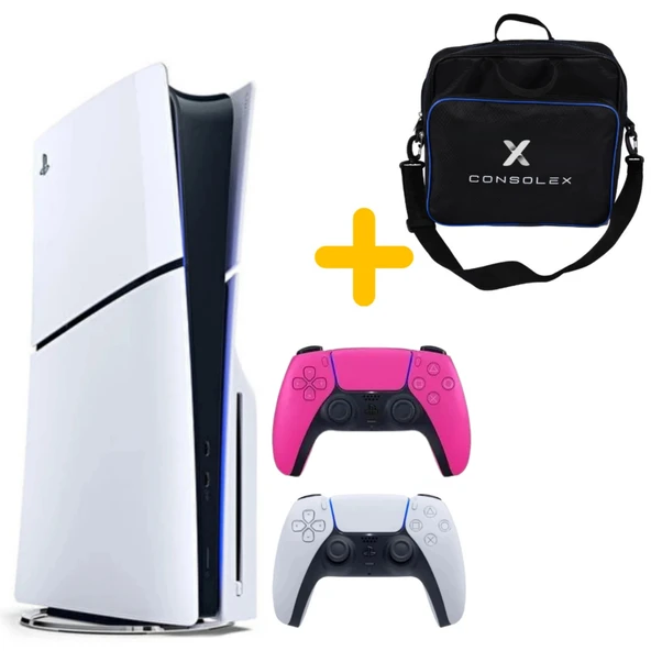 Sony Playstation 5 - CFI 2016 Avrupa - 1 TB Slim Cd Edition Konsol - Çift Kol (Pembe) + ÇANTA