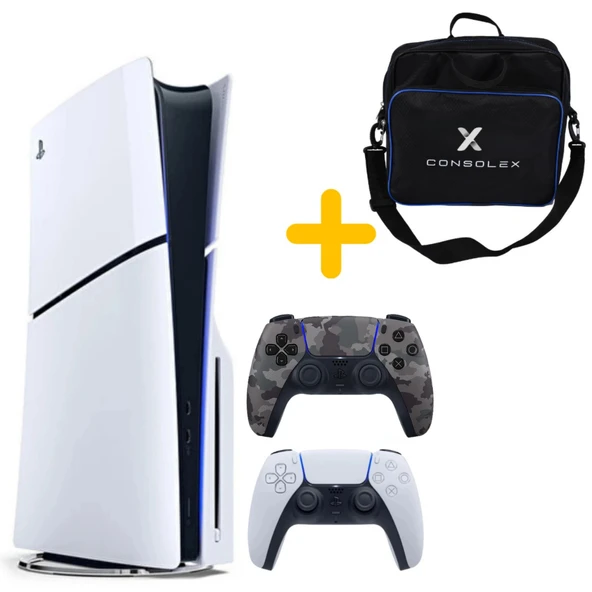 Sony Playstation 5 - CFI 2016 Avrupa - 1 TB Slim Cd Edition Konsol - Çift Kol (Kamuflaj) + ÇANTA
