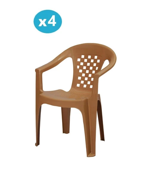 Omnipazar MT-GF147 Argento Plastik Bahçe Balkon Koltuk Sandalye 4'lü Set - 3