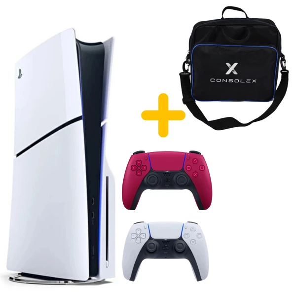 Sony Playstation 5 - CFI 2016 Avrupa - 1 TB Slim Cd Edition Konsol - Çift Kol (Bordo) + ÇANTA