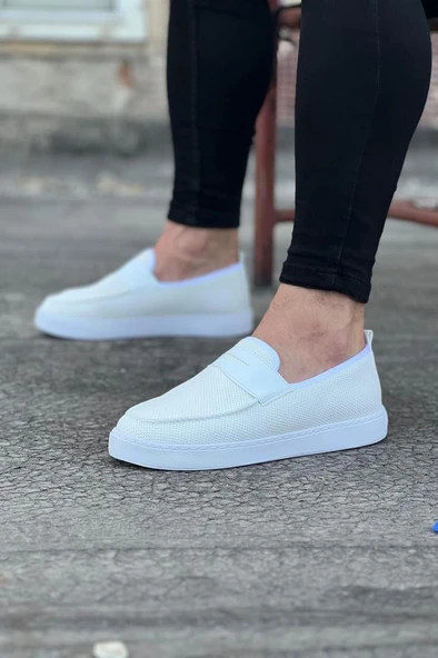 WG061 Beyaz Triko Babet Erkek Casual Ayakkabı - Resim 2