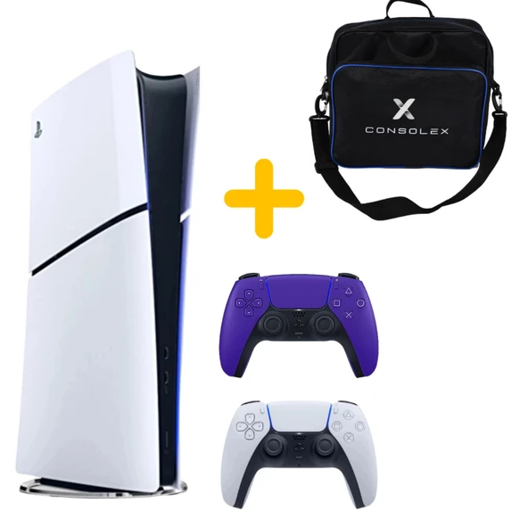 Sony Playstation 5 - CFI 2016 Avrupa - Slim Dijital Versiyon - Çift Kol (Mor) + ÇANTA
