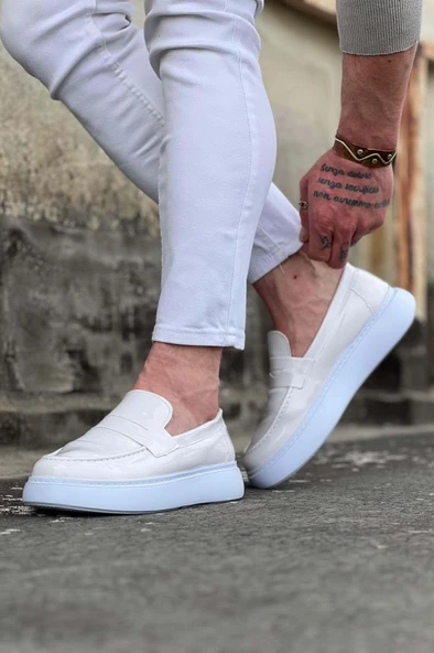 WG161 Beyaz Rugan Erkek Casual Ayakkabı - 3
