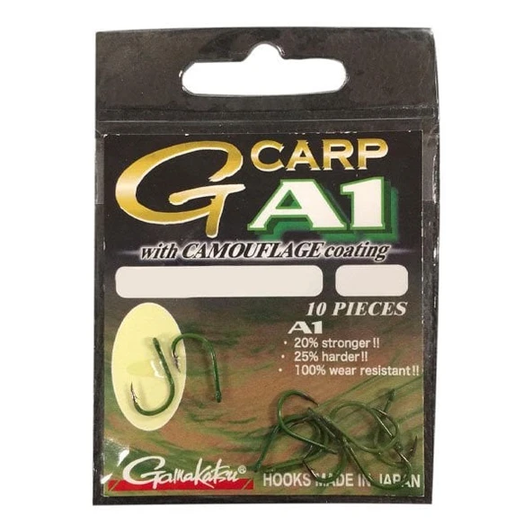 Gamakatsu A1G-Carp Kamuflaj Kaplama No:6 Sazan Olta İğnesi 10Adet