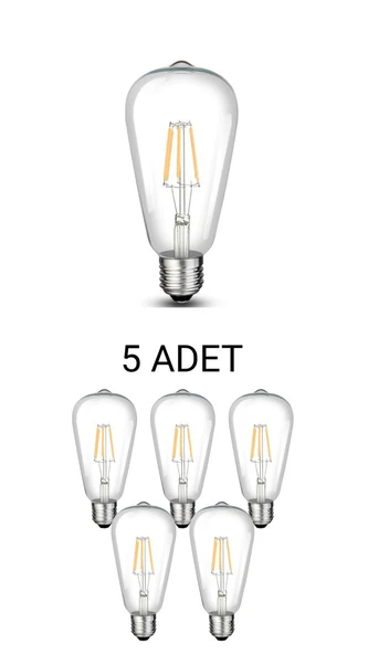 Cata CT-4353 8W ST64 Rustik Led Ampul Gün Işığı Işık 5 Adet