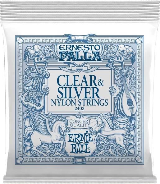 Ernie Ball P02403 Ernesto Palla Şeffaf & Gümüş Klasik Gitar Telleri Naylon