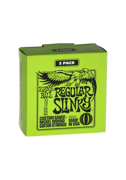 Ernie Ball P03221 Normal Slinky Nickel Wound Elektro Gitar Telleri 3'lü Paket - Ölçü 10-46 - 3