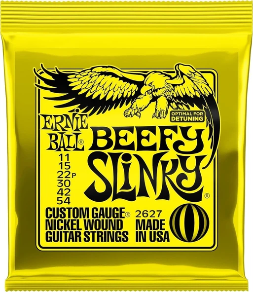 Ernie Ball P02627 Beefy Slinky Nickel Wound Electric Guitar Strings - 11-54 Gauge