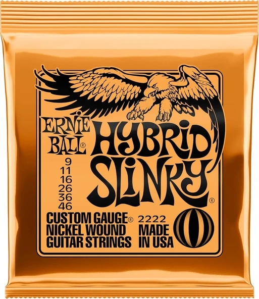 Ernie Ball P02222 Hybrid Slinky Nickel Wound Electric Guitar Strings - 9-46 Gauge
