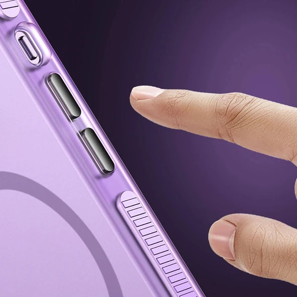 iPhone 15 Pro Kılıf Airbagli M-safe Wireless Şarj Özellikli Lens Koruyuculu Klaptika Kapak - Resim 5