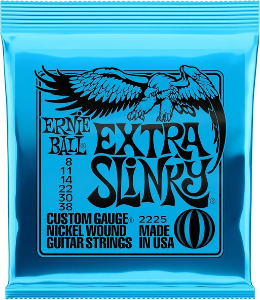 Ernie Ball P02225 Extra Slinky Nickel Wound Electric Guitar Strings - 8-38 Gauge