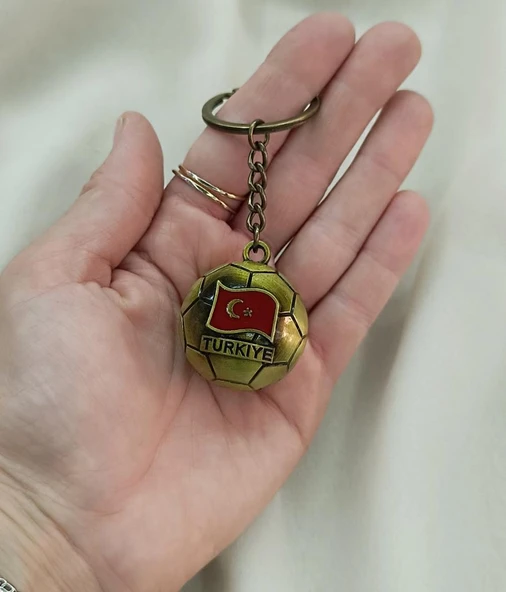 Futbol Topu Anahtarlık Metal Türk Bayraklı Çanta Cüzdan Süsü Türkiye Kemer Yazılı