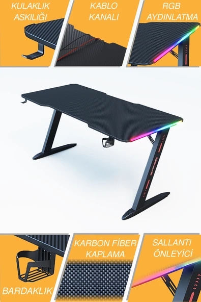 Thunder RGB Aydınlatmalı Oyuncu Masası - 3