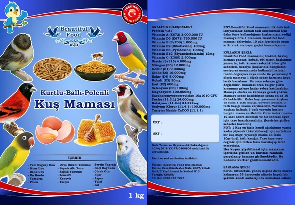 Beautiful Food Kurtlu Ballı Polenli Kuş Maması Kuş Yemi 5 Kg - 2