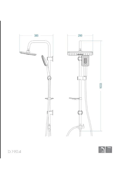 DUXXA MİRAGE ROBOT TEPE DUŞ SETİ (SİYAH) - 2