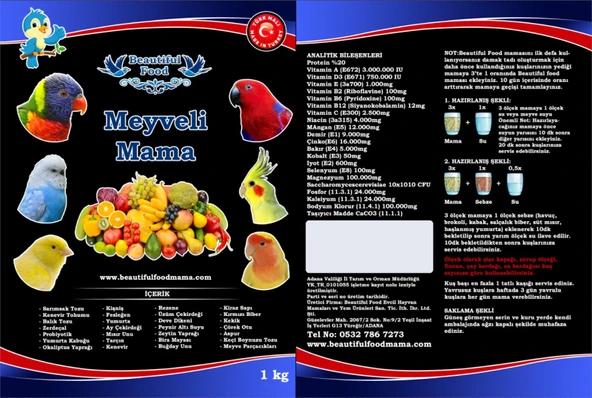 Beautiful Food Meyveli – Kuş Maması Kuş Yemi 1 Kg. - 4