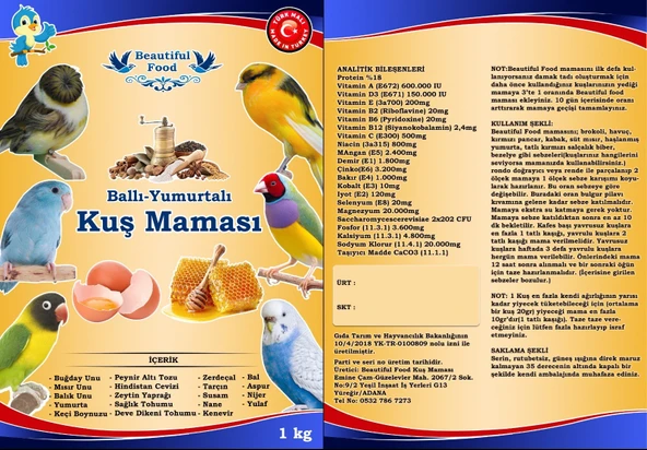 Beautiful Food Ballı Yumurtalı Kuş Maması Kuş Yemi 5 KG - 3