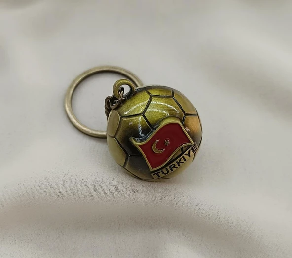 Futbol Topu Anahtarlık Metal Türk Bayraklı Çanta Cüzdan Süsü Türkiye Kemer Yazılı - Resim 3