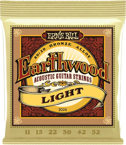 Ernie Ball P02004 Earthwood Light 80/20 Bronze Akustik Gitar Telleri - 11-52 Gauge