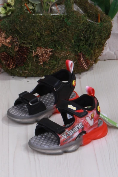 Vicco 332.B25Y.255 Felipe Siyah Rahat Esnek Işıklı Erkek Çocuk Sandalet - Resim 4