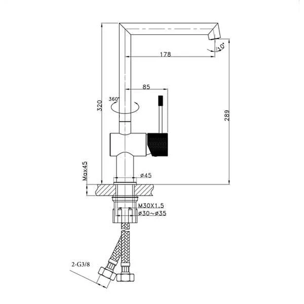 FONTANA EVİYE BATARYASI FM-K0315 MAT SİYAH - Resim 4