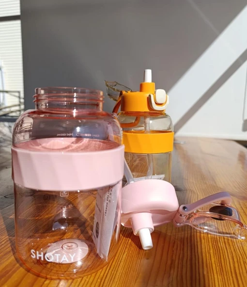Shotay Pipetli Su Matarası Tritan Pembe 1000Ml - 4