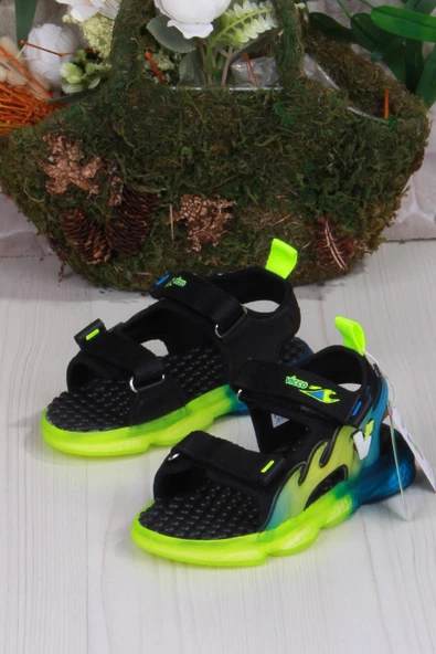 Vicco 332.P25Y.256 Jack Siyah Rahat Esnek Işıklı Erkek Çocuk Sandalet - Resim 4