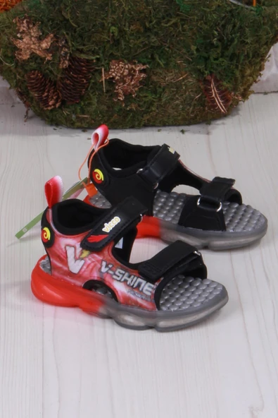 Vicco 332.B25Y.255 Felipe Siyah Rahat Esnek Işıklı Erkek Çocuk Sandalet - Resim 2