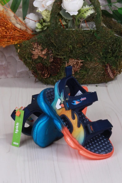 Vicco 332.P25Y.256 Jack Lacivert Rahat Esnek Işıklı Erkek Çocuk Sandalet