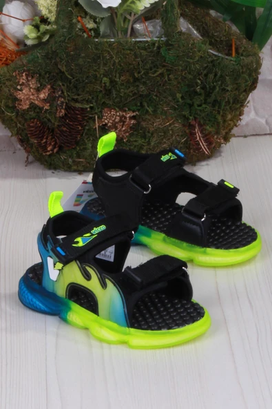 Vicco 332.P25Y.256 Jack Siyah Rahat Esnek Işıklı Erkek Çocuk Sandalet - Resim 3