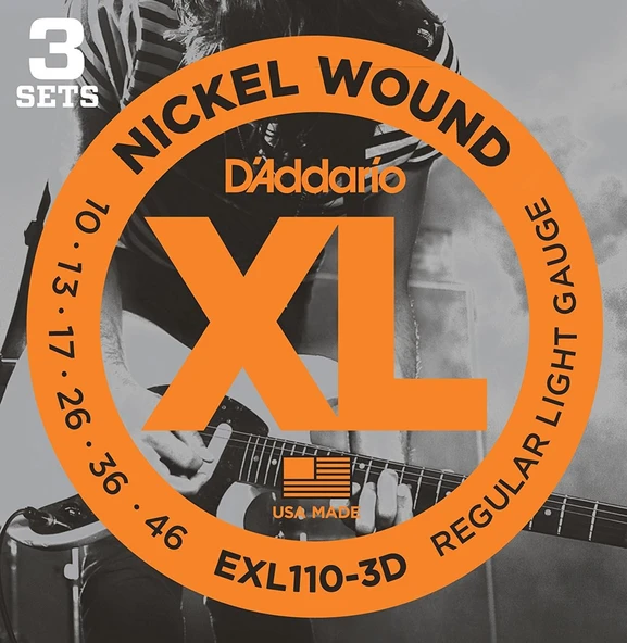 D'Addario Exl110 (3 Set) Elektro Gitar Tel Seti, Xl, 10-46, Nickel