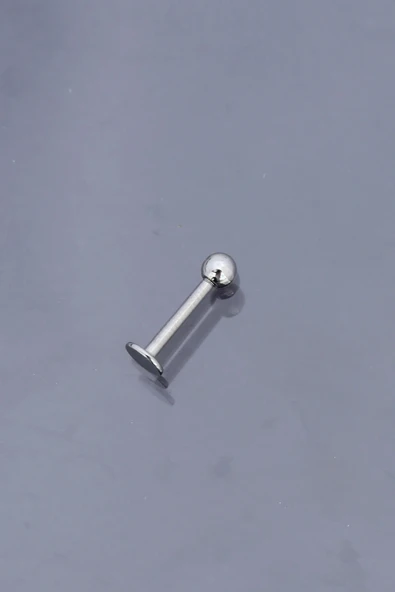 Silver Renk Düz Bar Tek Taraflı Top Model 316L Cerrahi Çelik Piercing