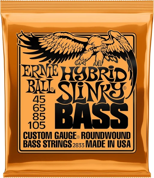 Ernie Ball P02833 Hybrid Slinky Nickel Woundlı Elektrik Bas Telleri, Ölçü 45-105