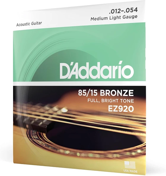 D'Addario EZ920 012 Akustik Gitar Teli 85-15 MED LITE