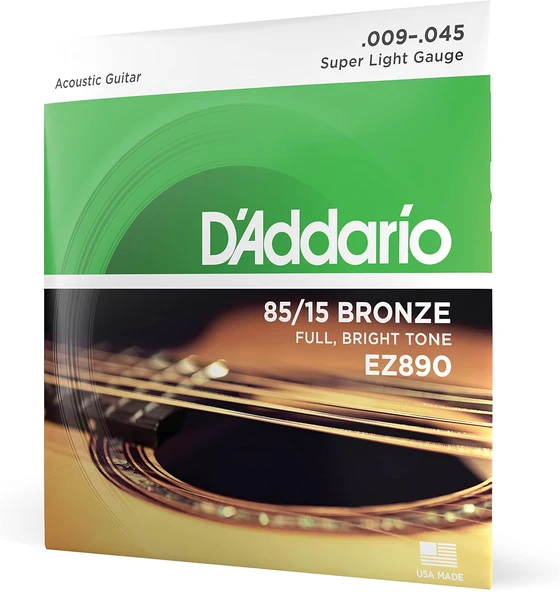 D'Addario Ez890 Akustik Gitar Tel Seti, 85/15 Bronze, Super Light
