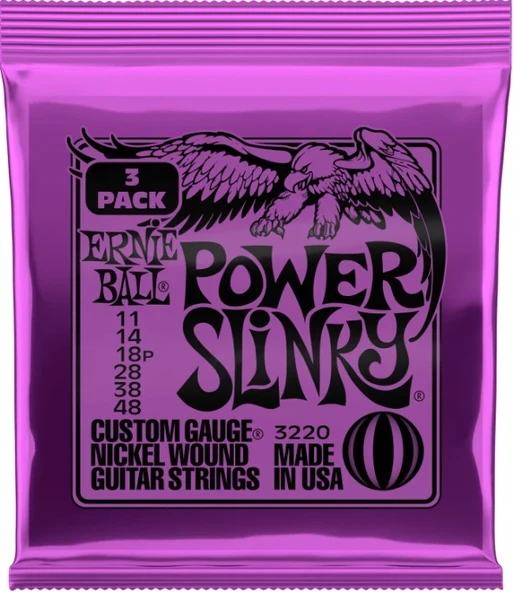 Ernie Ball P03220 Power Slinky Elektro Gitar Teli 3 Pack
