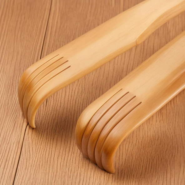 Masaj Tekerli Doğal Ahşap Sırt Kaşıyıcı 47x4 cm – Ergonomik El Yapımı Kaşıma Aleti