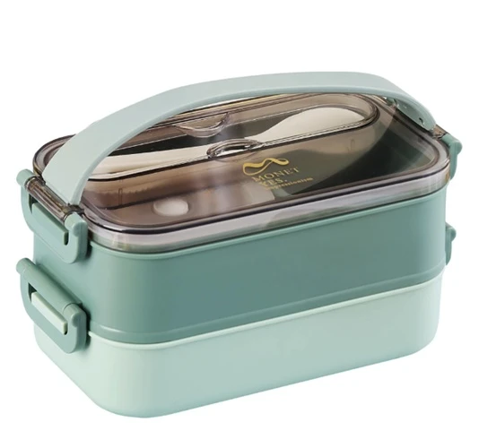 Lunchbox Çelik Beslenme Kabı 2 Kat 1200 Ml Yemek Kabı Yeşil