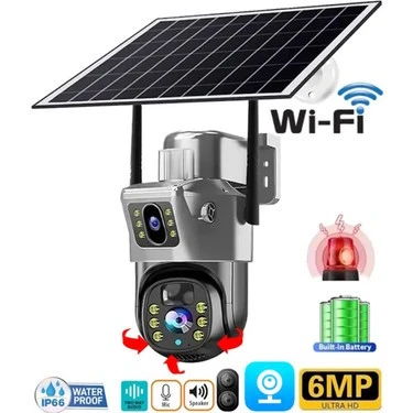 Güneş Panelli Solar 4G 6MP Dual Lens Sirenli Güvenlik Kamerası - 2