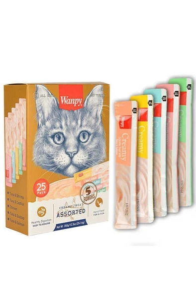 Wanpy Karışık Kedi Sıvı Ödülü 14 gr 25li 2 Eko Paket