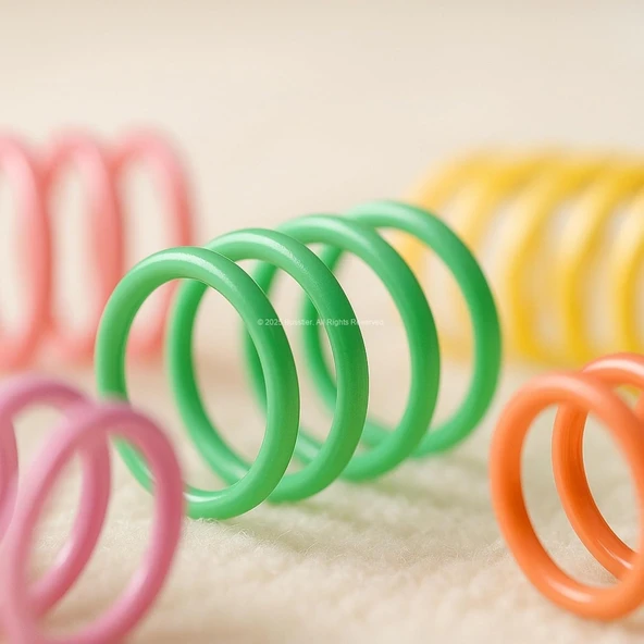 Karışık Renkli Spiral Yay Kedi Oyuncağı 10'lu Set - Esnek, Dayanıklı, Eğlenceli - 4