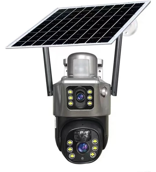 Güneş Panelli Solar 4G 6MP Dual Lens Sirenli Güvenlik Kamerası - 3