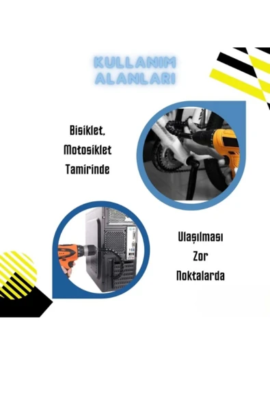 Özel Üretim 360 Derece Bükülebilen Manuel Tornavida Uyumlu Esnek Şaftlı 10 Parça Tornavida Ucu Seti - 3