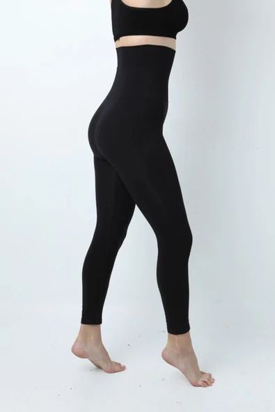 Premium Kısmı Duble Çift Kat Garanti İki Beden İnceltir Toparlayıcı Agraflı Yüksek Bel Lazer Tayt - 3