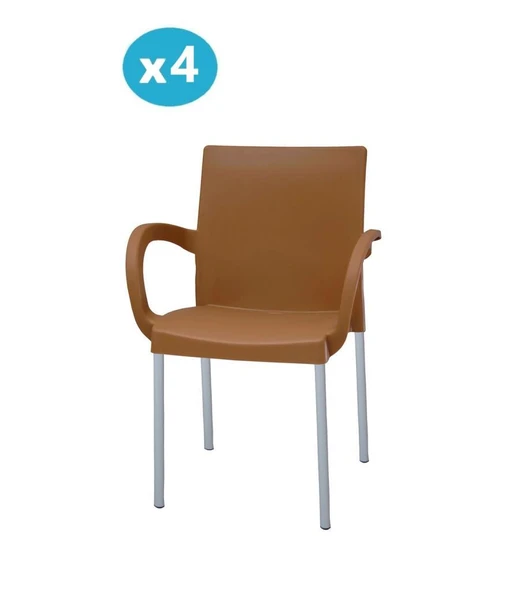 Omnipazar MT-CF880 Mare Plastik Bahçe Balkon Koltuk Sandalye 4'lü Set - 7