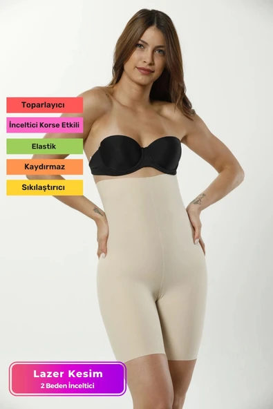Yeni Seri İz Göstermeyen Lazer Kesim Kaymaz Toparlayıcı Şekillendirici Yüksek Bel Paçalı Kadın Korse ürün görseli 1