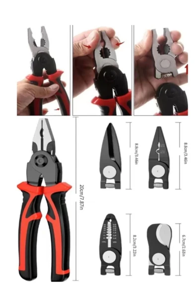 Özel Üretim Yüksek Kaliteli Çelik Kaymaz Kauçuk Yapılı Tamir Bakım Montaj 5 Başlıklı Pense Seti - 3