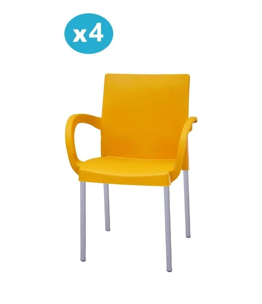 Omnipazar MT-CF880 Mare Plastik Bahçe Balkon Koltuk Sandalye 4'lü Set - 11